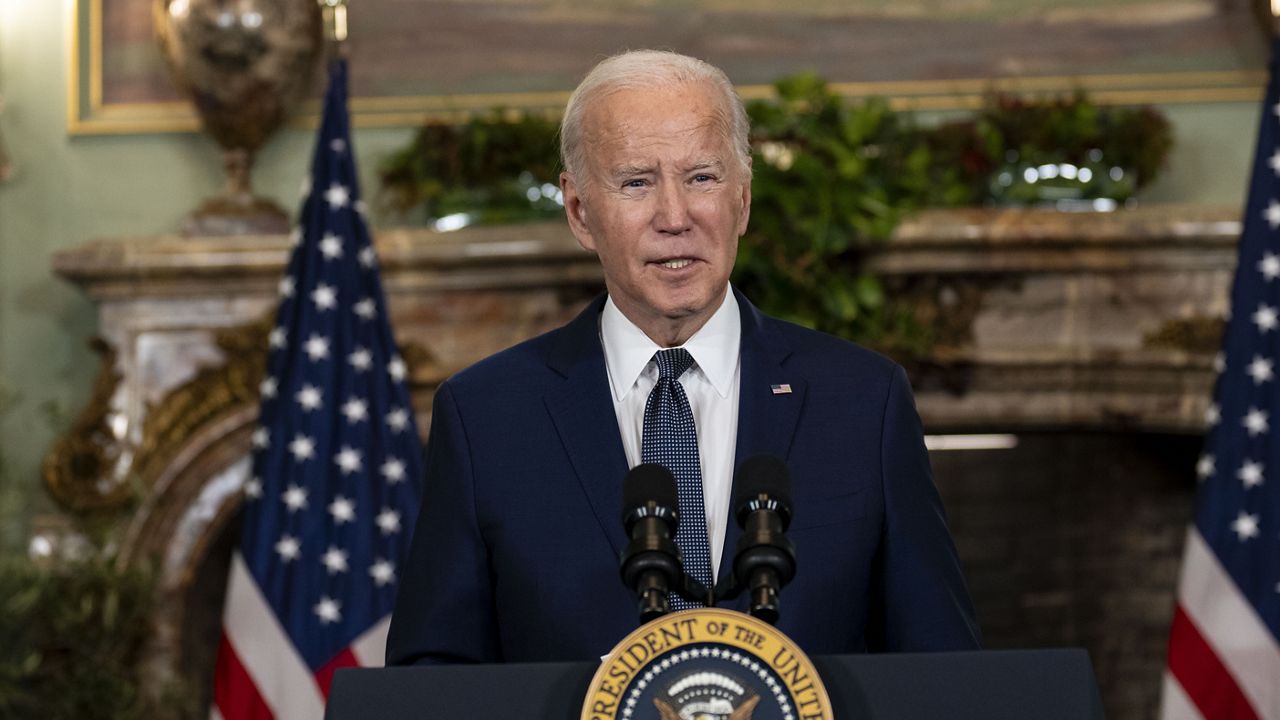 President Joe Biden speaks during a news conference after his meeting with China's President President Xi Jinping at the Filoli Estate in Woodside, Calif., Wednesday, Nov, 15, 2023, on the sidelines of the Asia-Pacific Economic Cooperative conference. (Doug Mills/The New York Times via AP, Pool)