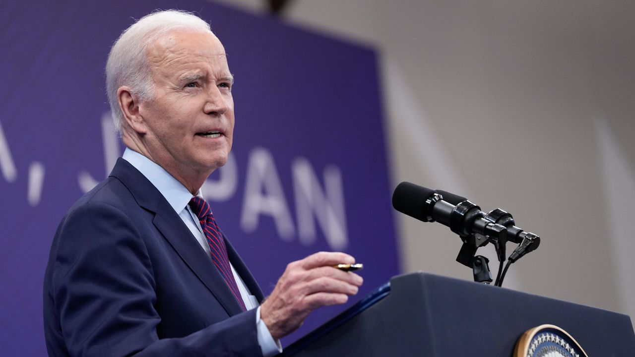 President Joe Biden speaks during a news conference in Hiroshima, Japan, Sunday, May 21, 2023, following the G7 Summit. (AP Photo/Susan Walsh)