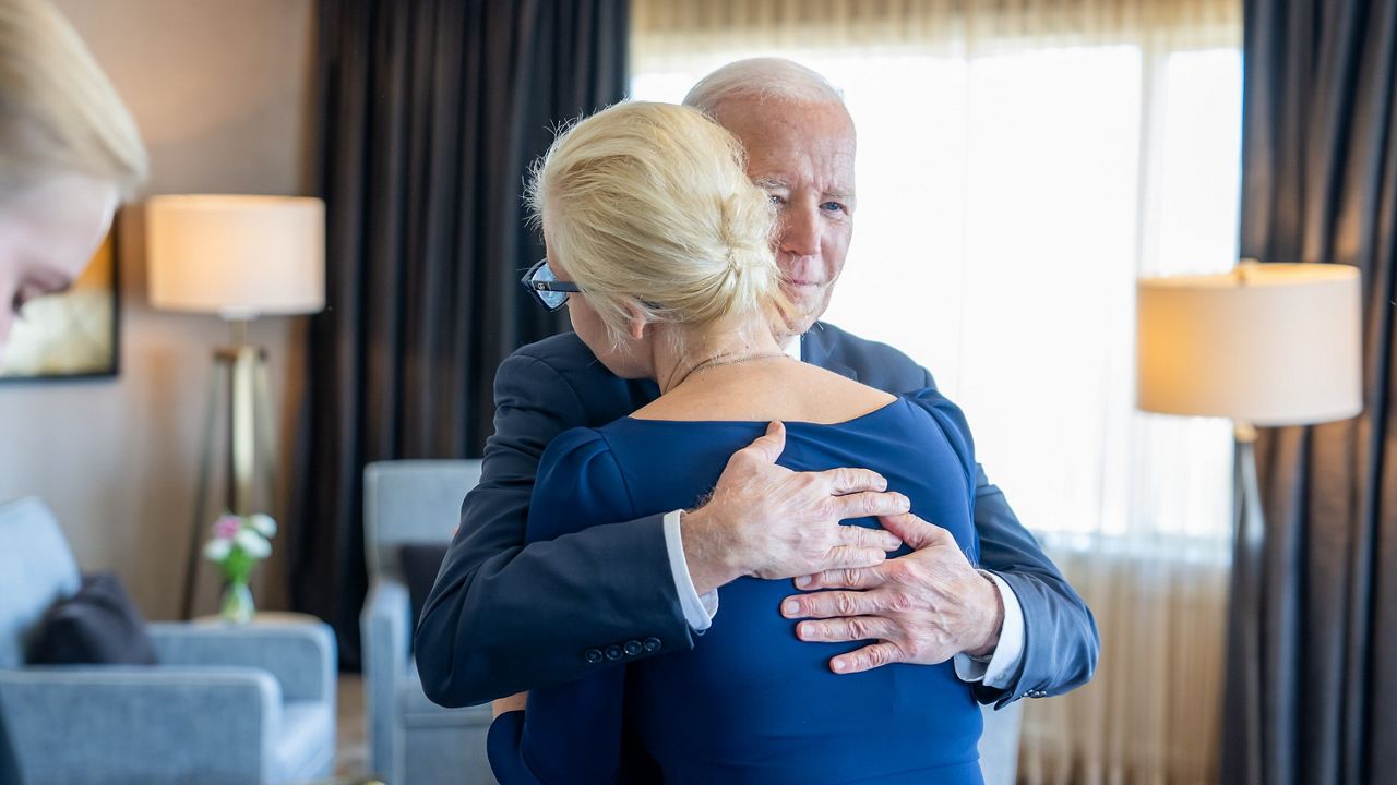 President Joe Biden embraces Yulia Navalyana, the widow of Russian opposition leader Alexei Navalny, in San Francisco, Calif. (Twitter / POTUS)