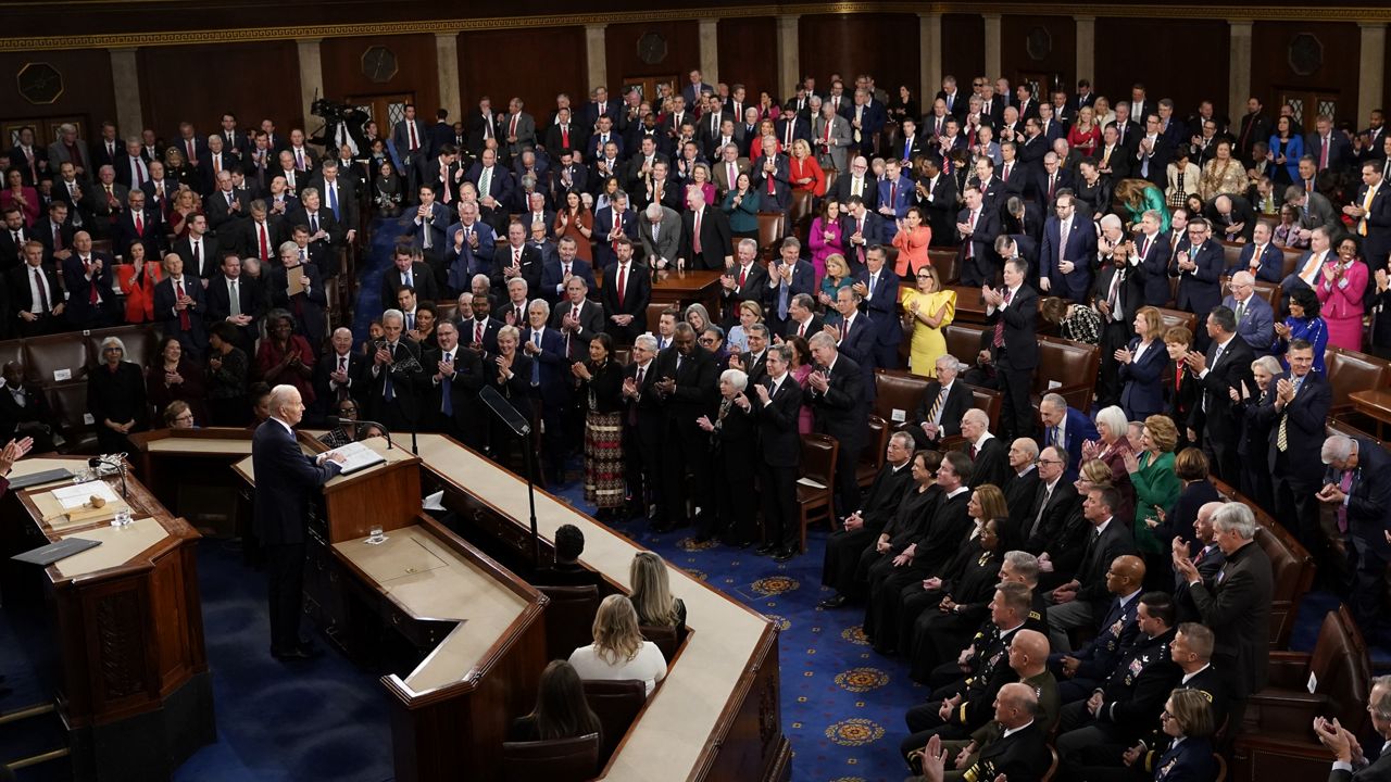 President Joe Biden delivers his State of the Union speech to a joint session of Congress, at the Capitol in Washington, Tuesday, Feb. 7, 2023. (AP Photo/J. Scott Applewhite)