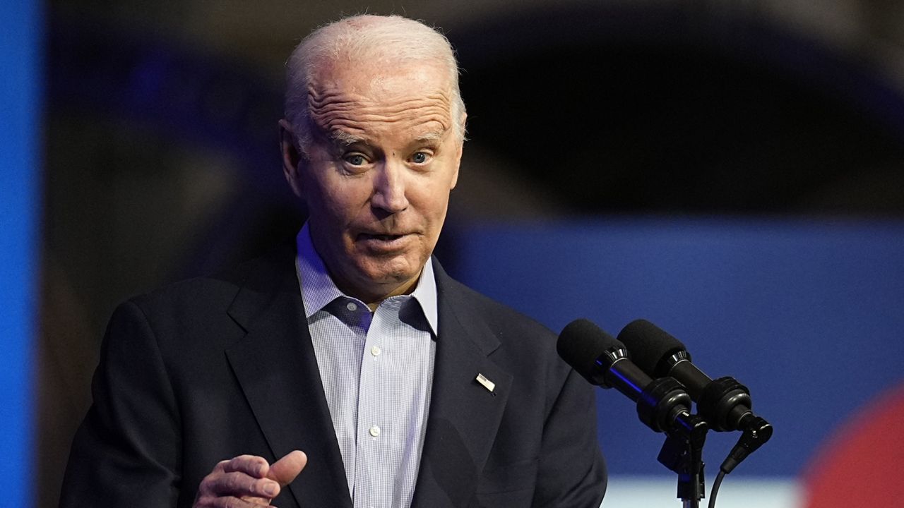 President Joe Biden speaks at CS Wind, Wednesday, Nov. 29, 2023, in Pueblo, Colo. (AP Photo/Jack Dempsey)