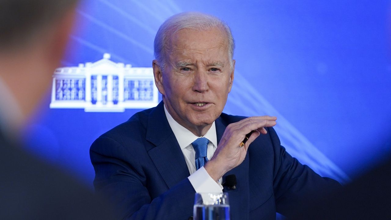 President Joe Biden speaks during a meeting with the President's Council of Advisors on Science and Technology, Wednesday, Sept. 27, 2023, in San Francisco. (AP Photo/Evan Vucci)