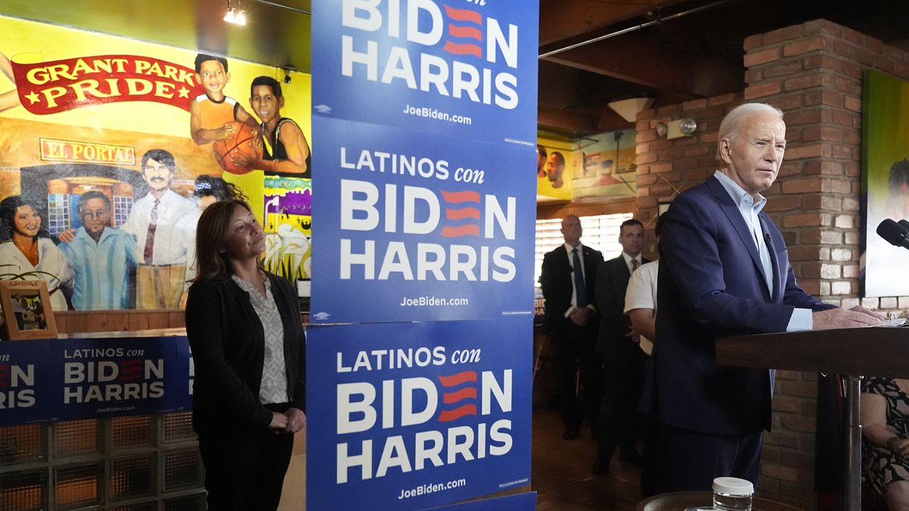 FILE - President Joe Biden speaks at a campaign event at El Portal restaurant Tuesday, March 19, 2024, in Phoenix. (AP Photo/Jacquelyn Martin)