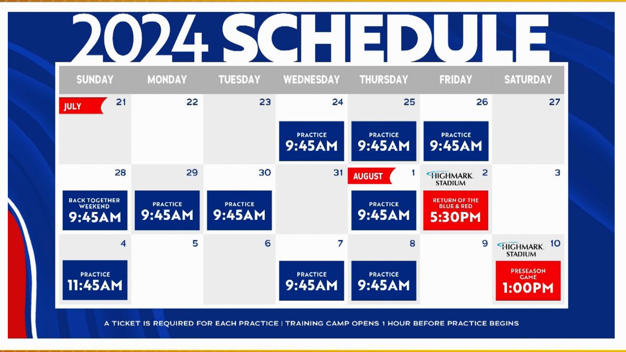 Bills camp schedule