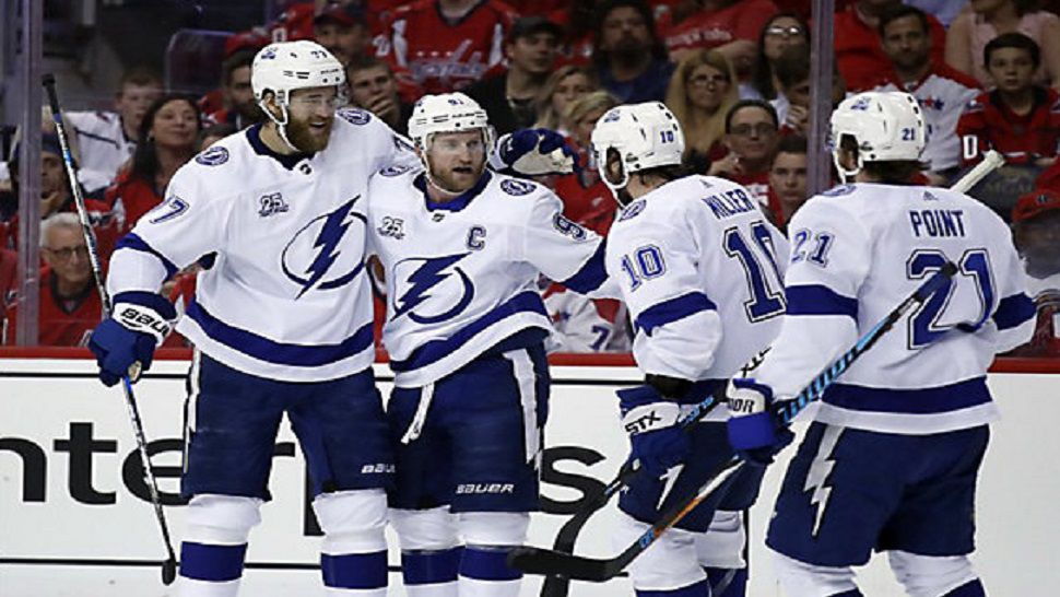 Victor Hedman scored his first goal of the playoffs and added two assists