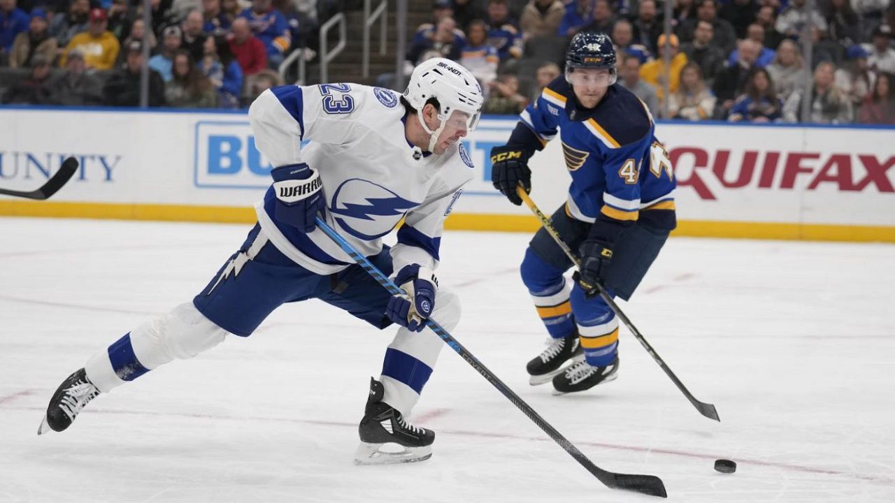 Jordan Kyrou scores twice and Jordan Binnington stops 30 as Blues shut out  Lightning 5-0