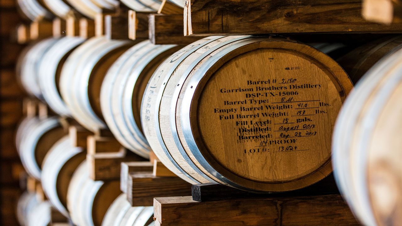Bourbon barrels from Garrison Brothers Distillery