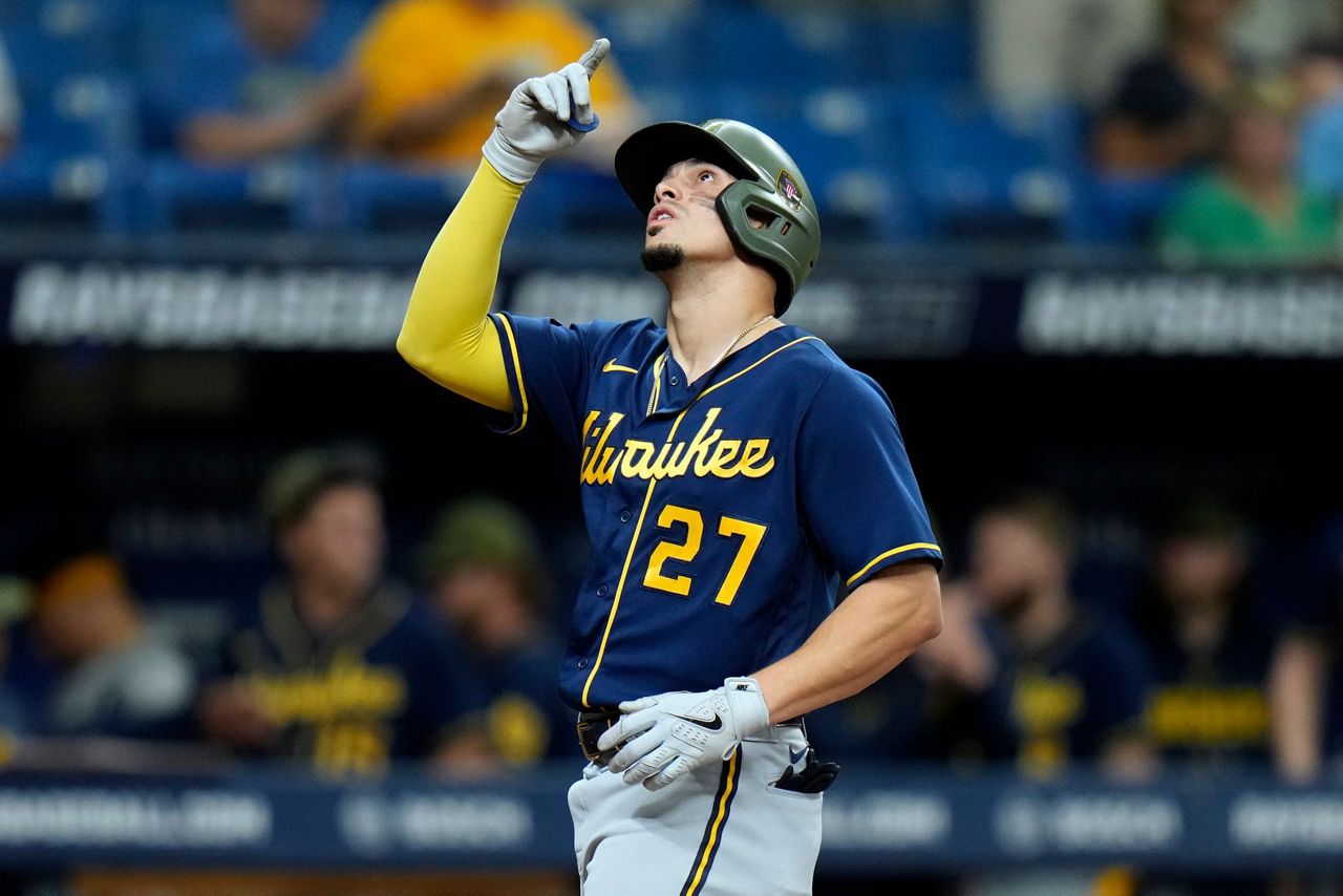 Brewers' Willy Adames exits game, hospitalized after being hit by a foul  ball