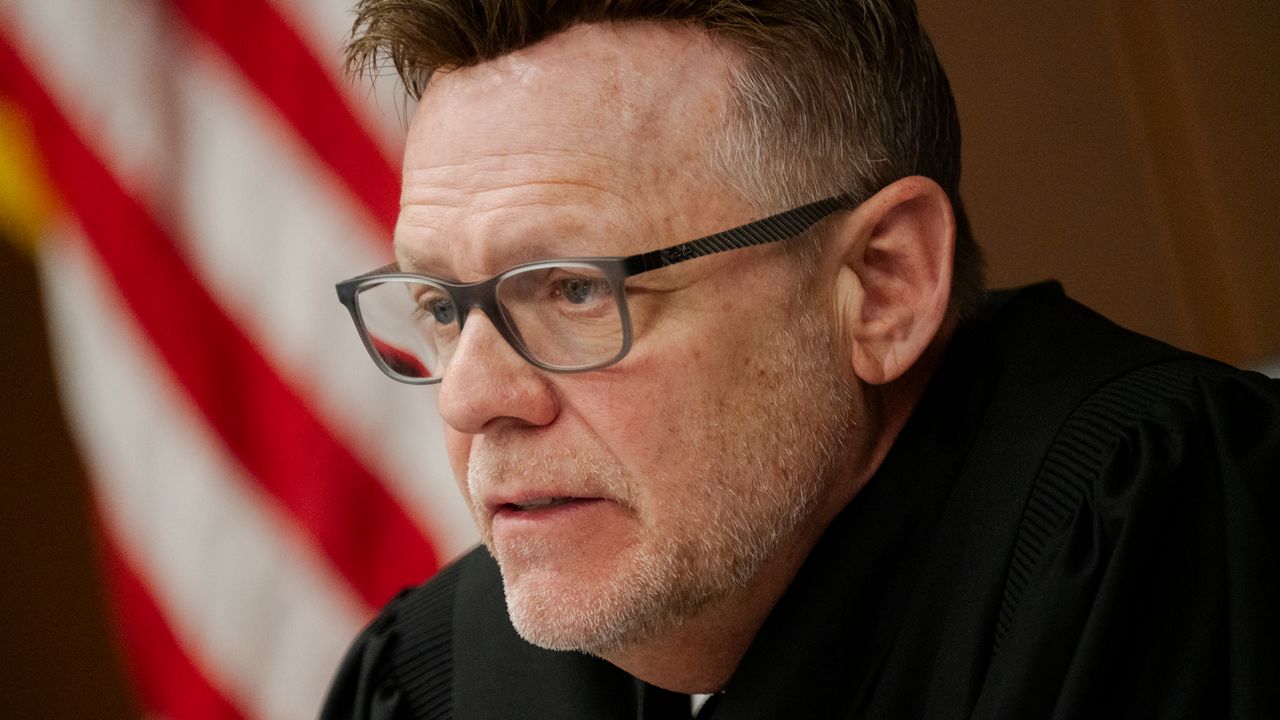 Judge Brian H. May listens in during a court hearing on who gets to appoint St. Louis County Prosecutor Wesley Bell’s replacement on Wednesday, Dec. 18, 2024, at the St. Louis County Courthouse in Clayton, Mo. (Photo courtesy of STLPR)