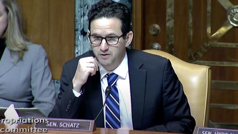 U.S. Sen. Brian Schatz spoke out in support of Resolution 504, which called for an accounting of potential Israeli human rights violations in Gaza. (Office of U.S. Sen. Brian Schatz)