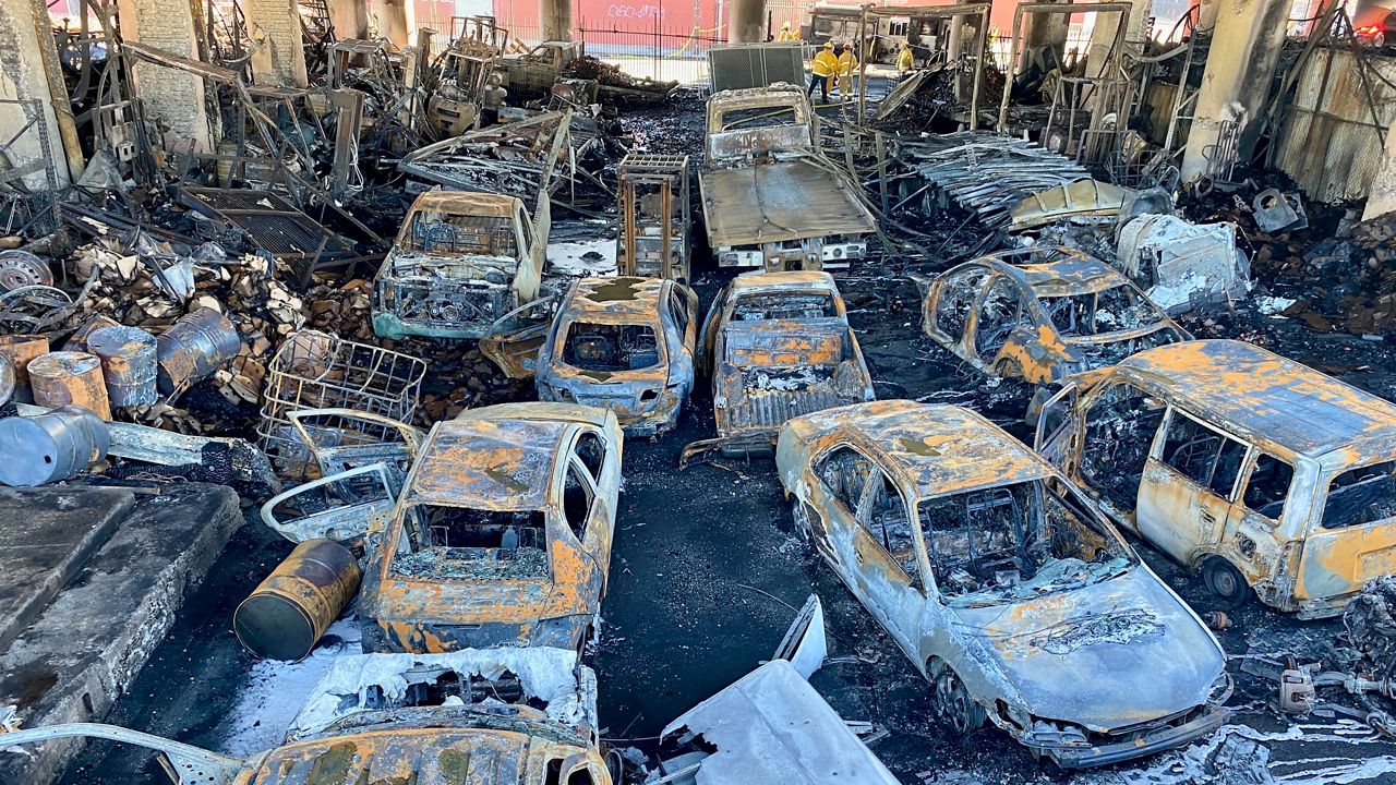 The damage caused by a fire underneath the 10 Freeway in downtown Los Angeles. (Courtesy Caltrans)