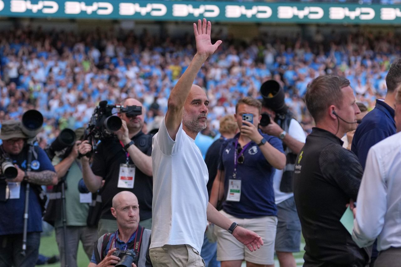 Pep Guardiola fights back tears and says goodbye as Man City fans ...