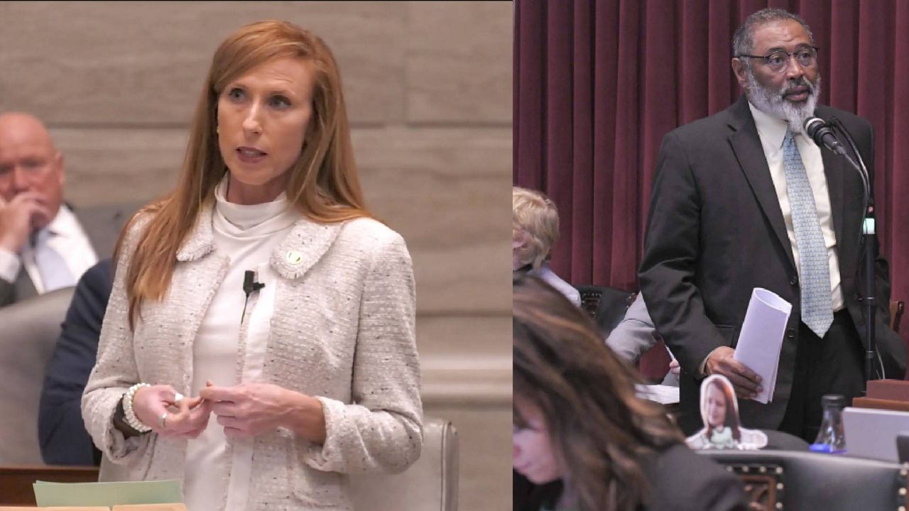 State Sen. Holly Thompson Rehder, R-Scott City (left) and State Rep. Richard Brown, D-Kansas City, both made Missouri Ethics Commission filings Monday signaling their intent to run for Lt. Governor in 2024. Courtesy: Missouri Senate Communications/Missouri House Communications)