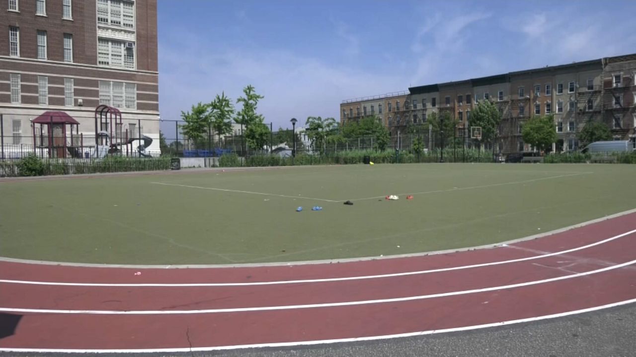 The two girls, who are cousins, were playing in the park at Saratoga Ballfields in Brownsville when they were shot. (Spectrum News NY1)