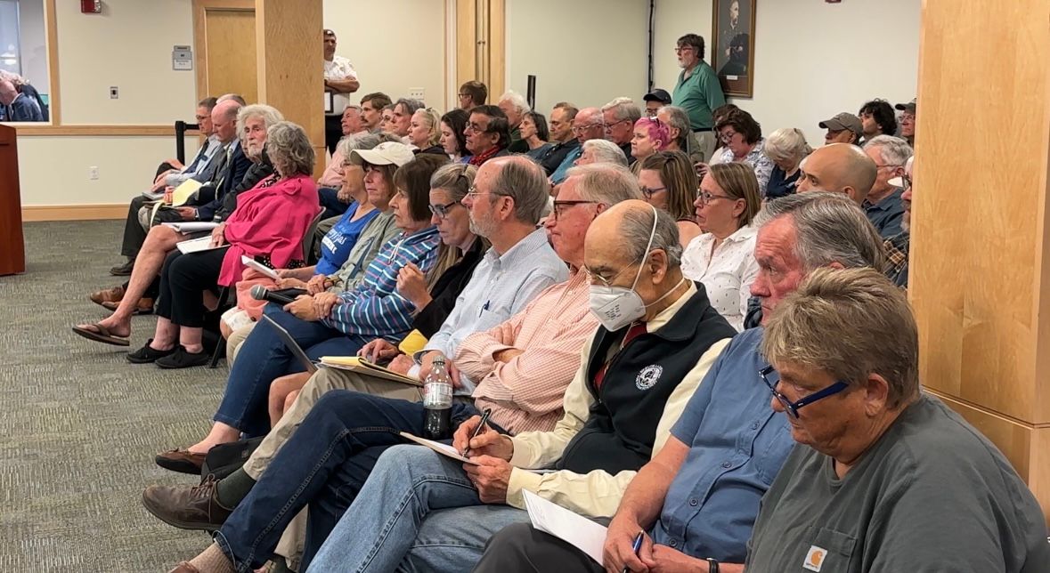 Concerned Brunswick residents packed town hall last week during an informational session on the firefighting foam spill. (Spectrum News file photo)