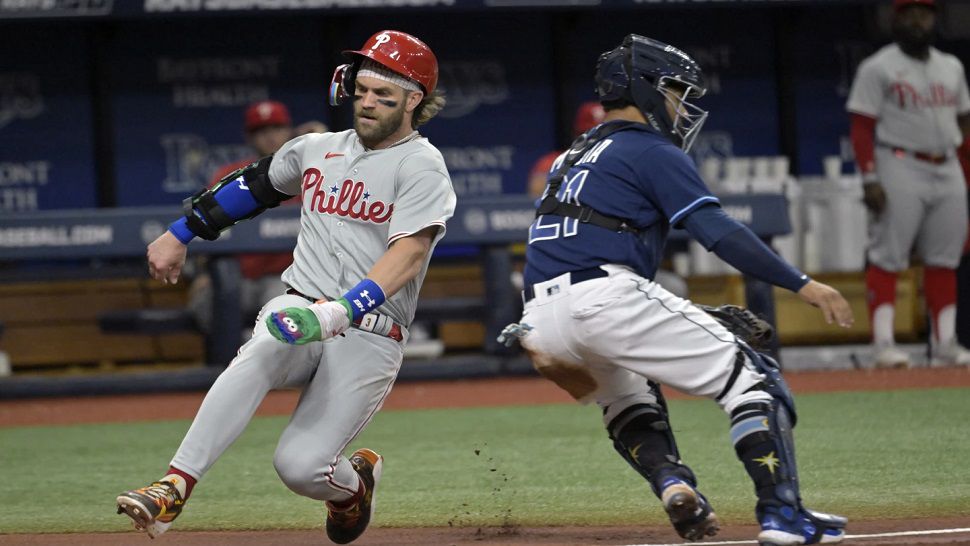 Philadelphia Phillies designated hitter Bryce Harper (3) takes