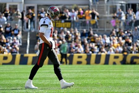 Tampa Bay Buccaneers quarterback Ryan Fitzpatrick (14) celebrates with  tight end Cameron Brate (84) after Brate caught a 4-yard touchdown pass  against the Pittsburgh Steelers during the first half …