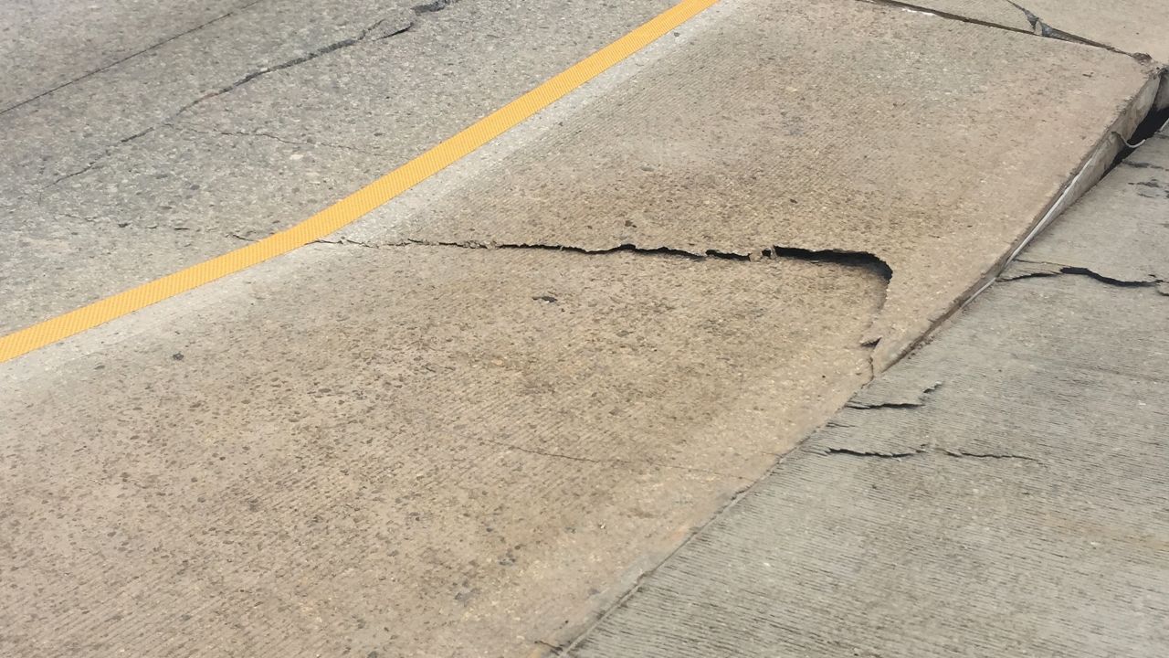 A section of buckled highway in Decatur, Ga., Monday, April 17, 2017. (Photo courtesy of Steve Power via AP)