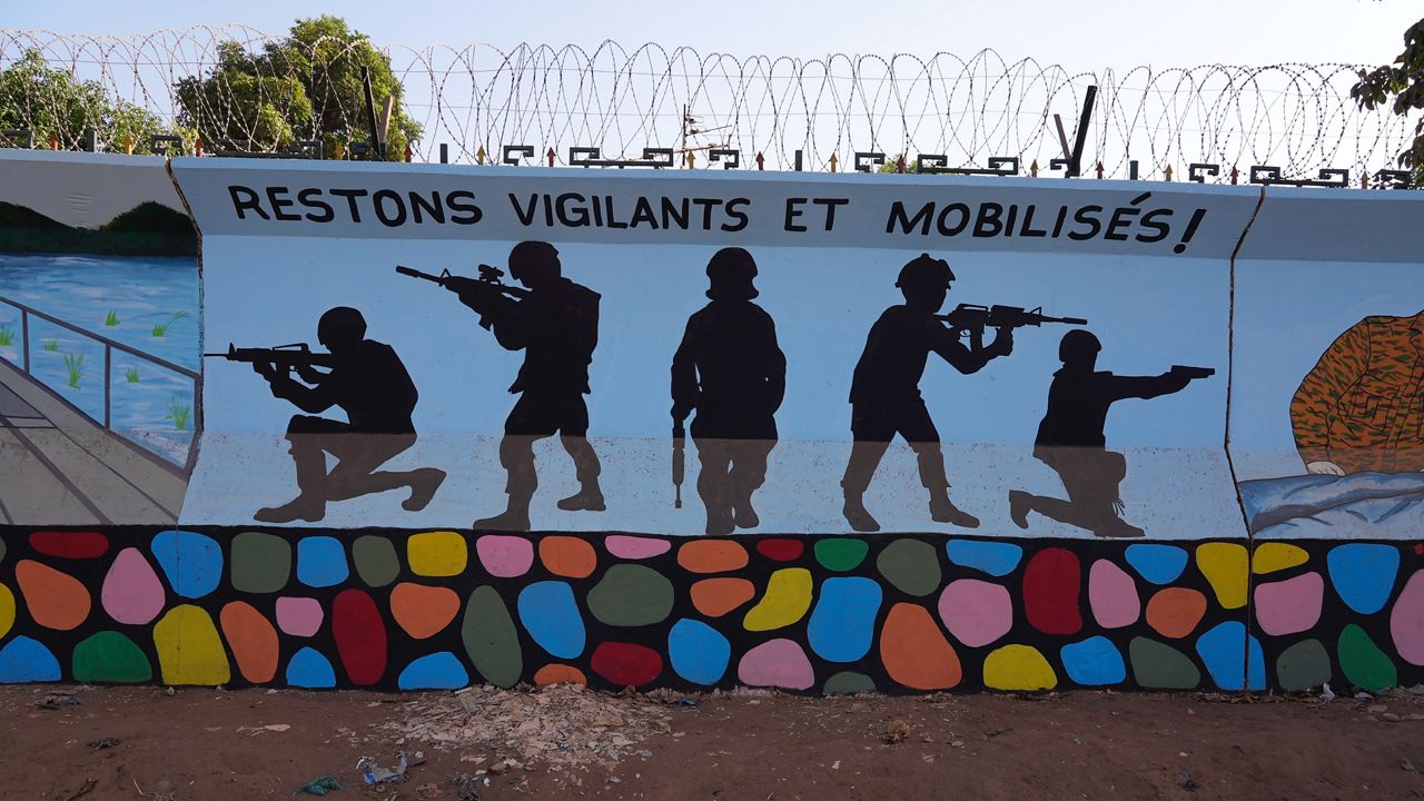 A mural is seen in Ouagadougou, Burkina Faso, on March 1, 2023. (AP Photo, File)