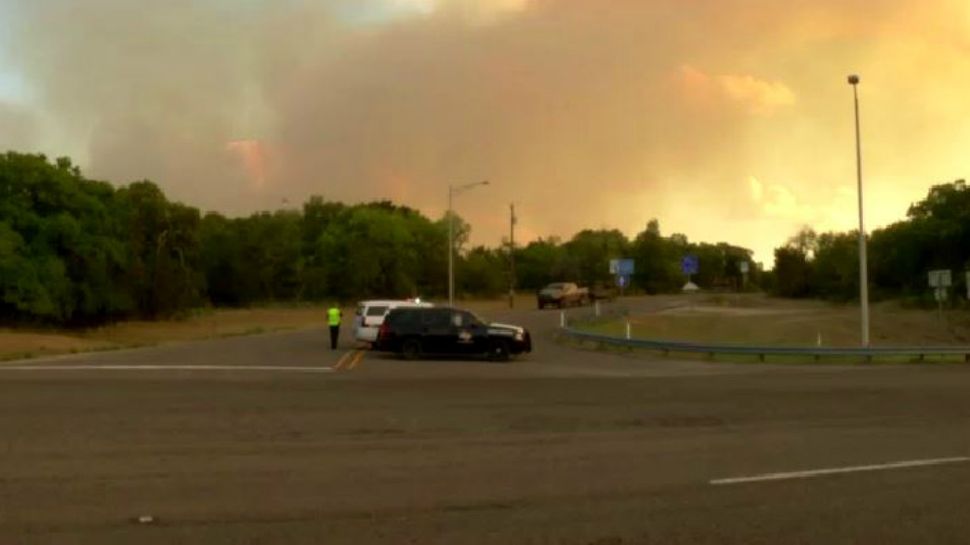 View of the fire form the road