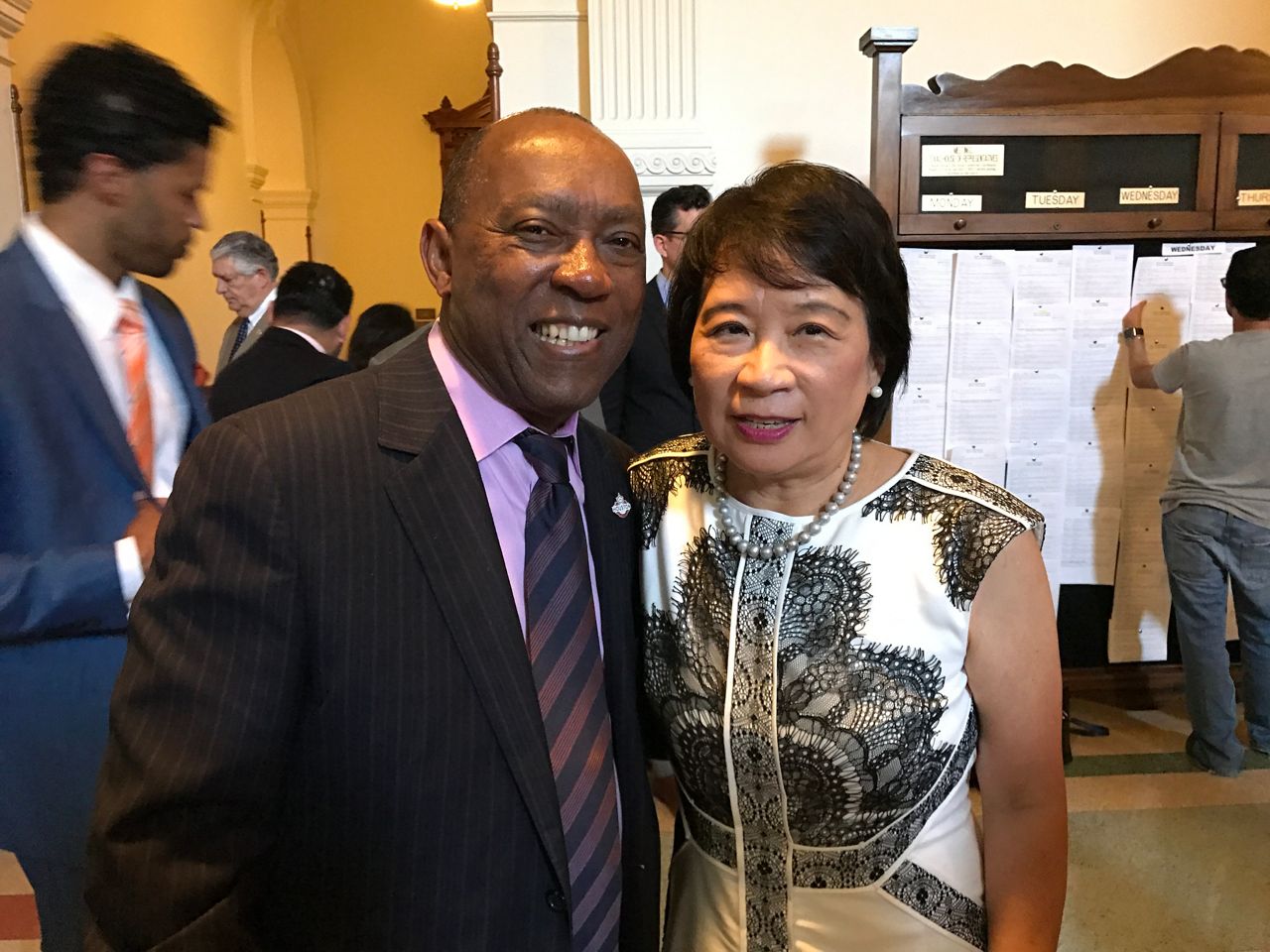 Rep. Angie Chen Button with her former colleague in the Texas House now Houston Mayor Sylvester Turner (photo credit: Rep. Angie Chen Button)