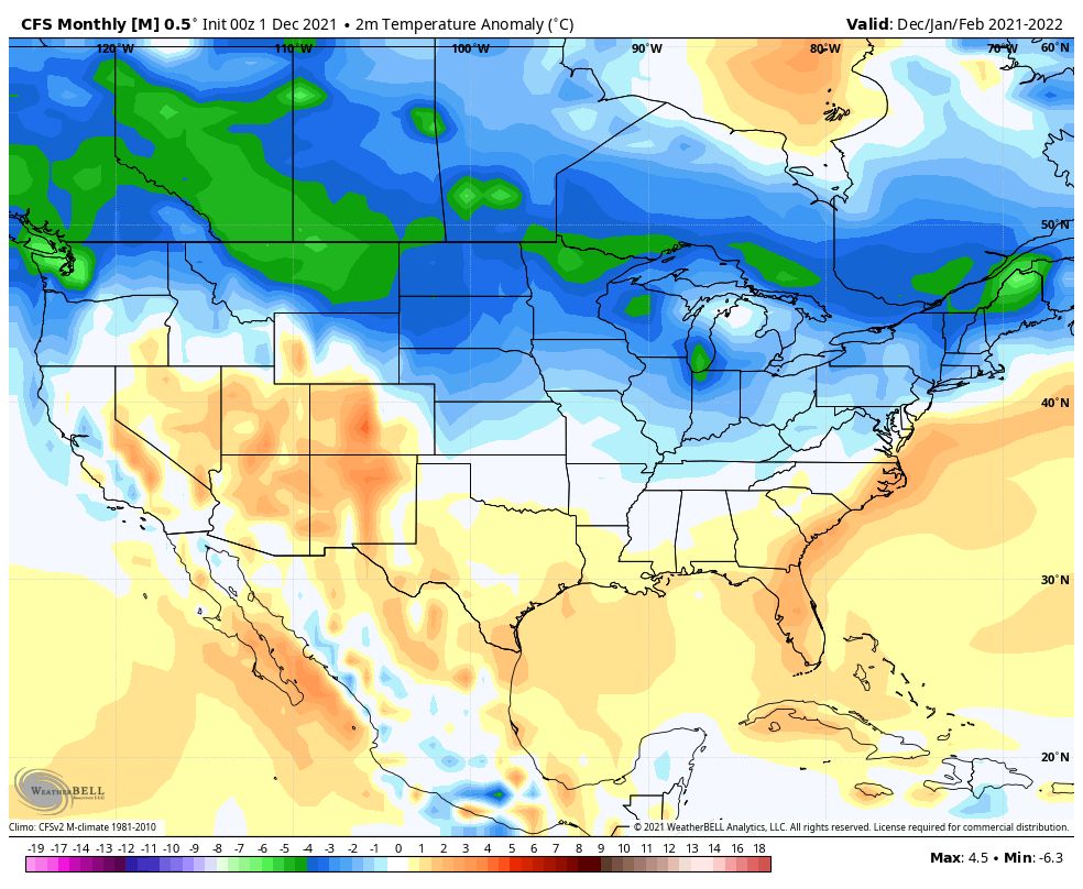 November 2021 was cooler and drier than average