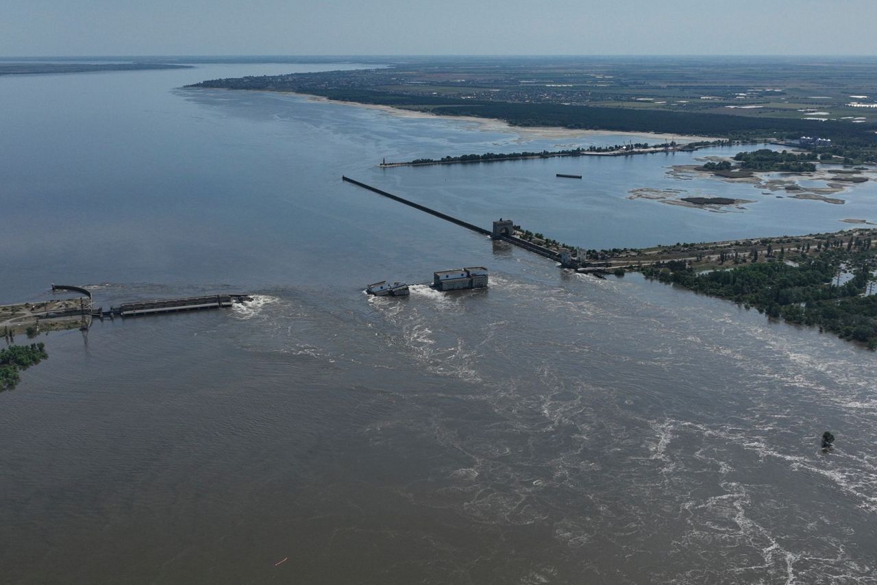 AP Exclusive Drone images of collapsed dam show ruined structure