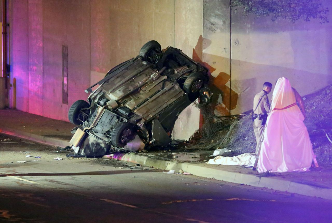 Car plunges off California elevated highway, 3 people killed