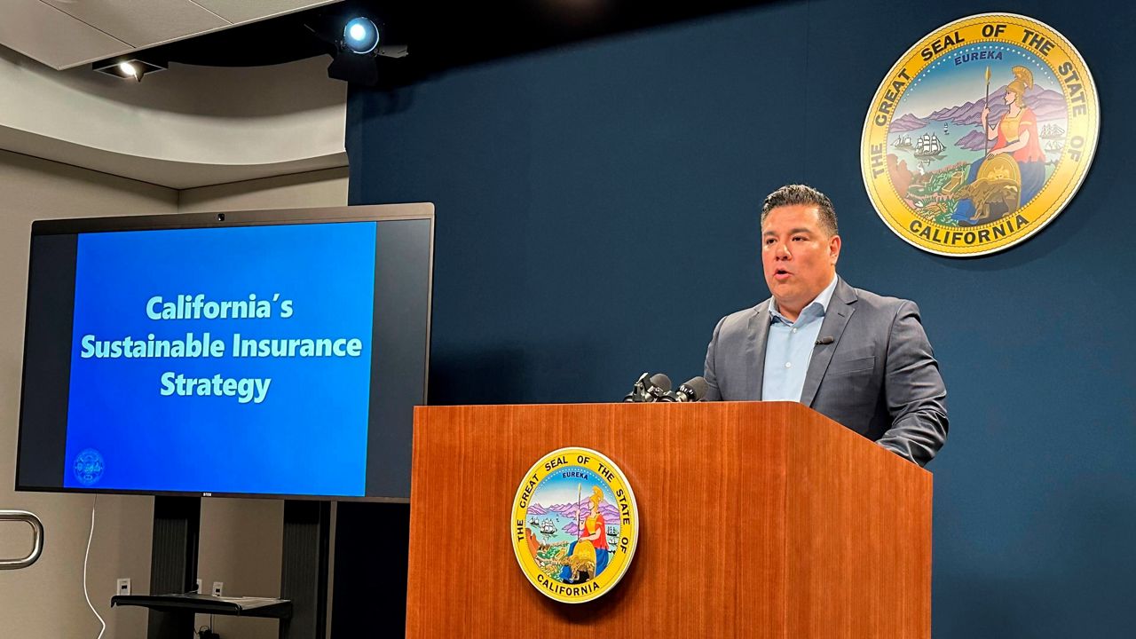 California Insurance Commissioner Ricardo Lara speaks during a news conference in a Sacramento, Calif., on Thursday, Sept. 21, 2023. (AP Photo/Adam Beam)