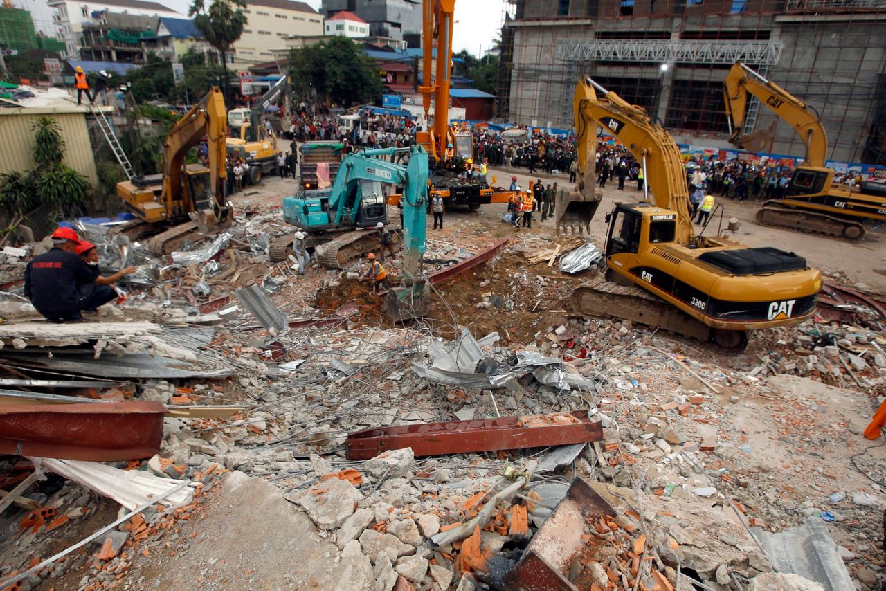 3 workers dead, dozens missing in Cambodia building collapse