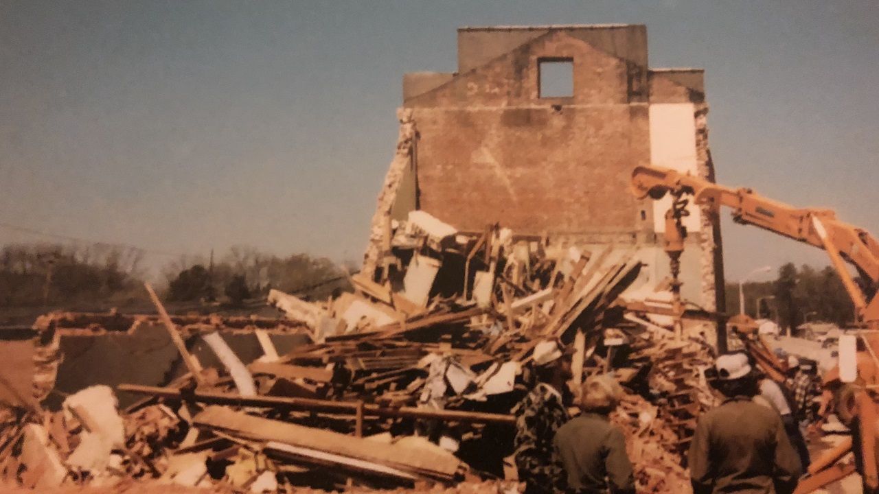 Building destroyed in Newberry, South Carolina by an F2 tornado on March 28, 1984.  It was one of 22 tornadoes that day and night across South and North Carolina.
