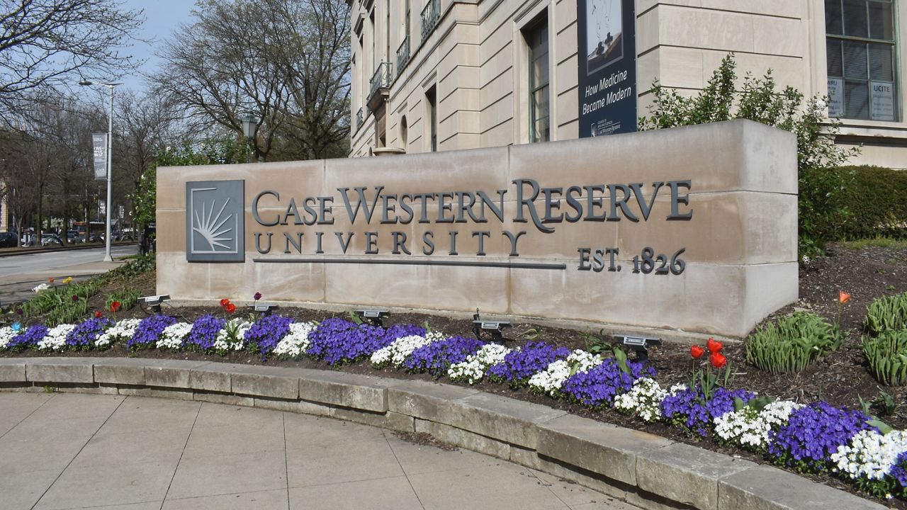 Case Western Reserve University sign on campus. (Spectrum News 1/Cody Thompson)