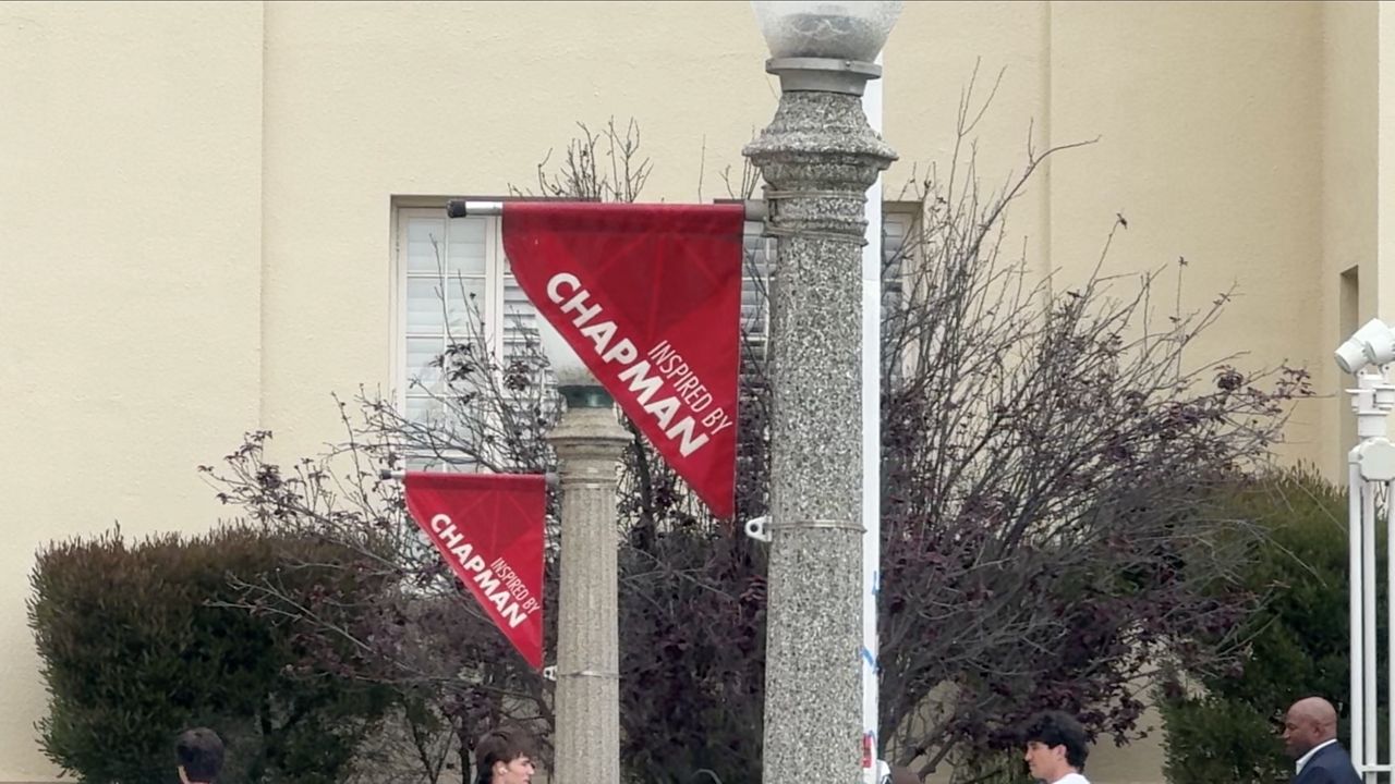Flags fly high at Chapman University. (Spectrum News/Shellye Leggett)