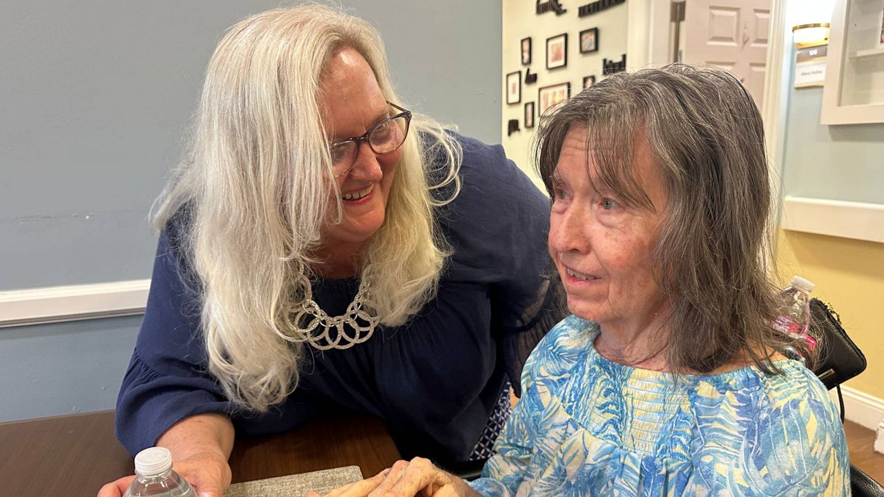 CherylAnn Haley (left) said Hurricane Milton caught her off-guard. Her mother, Sandra Nalbandian, has vascular dementia and Alzheimer's disease. Haley was able to make sure her mom was stocked up on items like wipes and briefs, but she said she wasn't prepared to be without gas, electricity, and water at her own home. (Spectrum News/Sarah Blazonis)