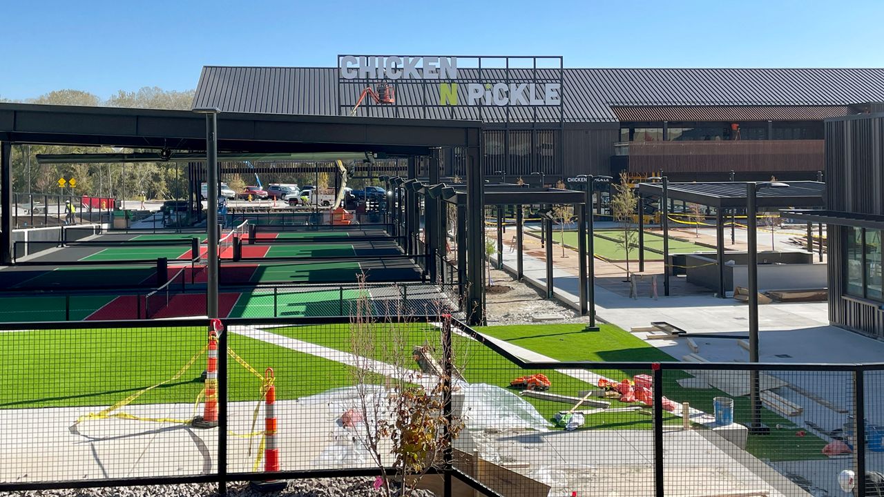 A new Chicken N Pickle location is set to open in St. Charles in December. It's an entertainment complex with indoor and outdoor pickleball courts with a restaurant and sports bar. (Spectrum News/Stacy Lynn)