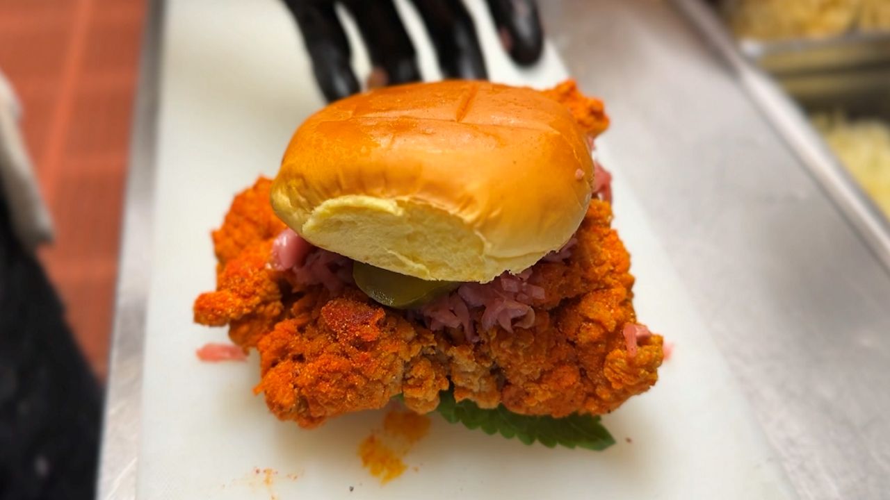 Fried chicken sandwich from Chimmelier. (Spectrum News/Jada Montemarano)