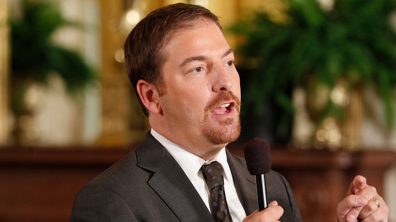 Chuck Todd speaks on camera before President Barack Obama and British Prime Minister David Cameron hold a joint news conference in the East Room of the White House in Washington, Tuesday, July 20, 2010. (AP Photo/Charles Dharapak)