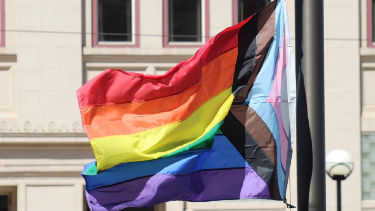 Both the city of Cincinnati and Hamilton County raised Pride flags to show support for the local LGBTQ+ community. (Spectrum News 1/Casey Weldon)