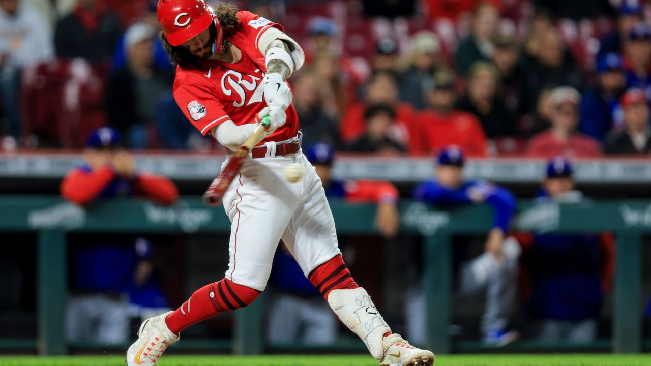 Cincinnati Reds' Jonathan India bats during a baseball game