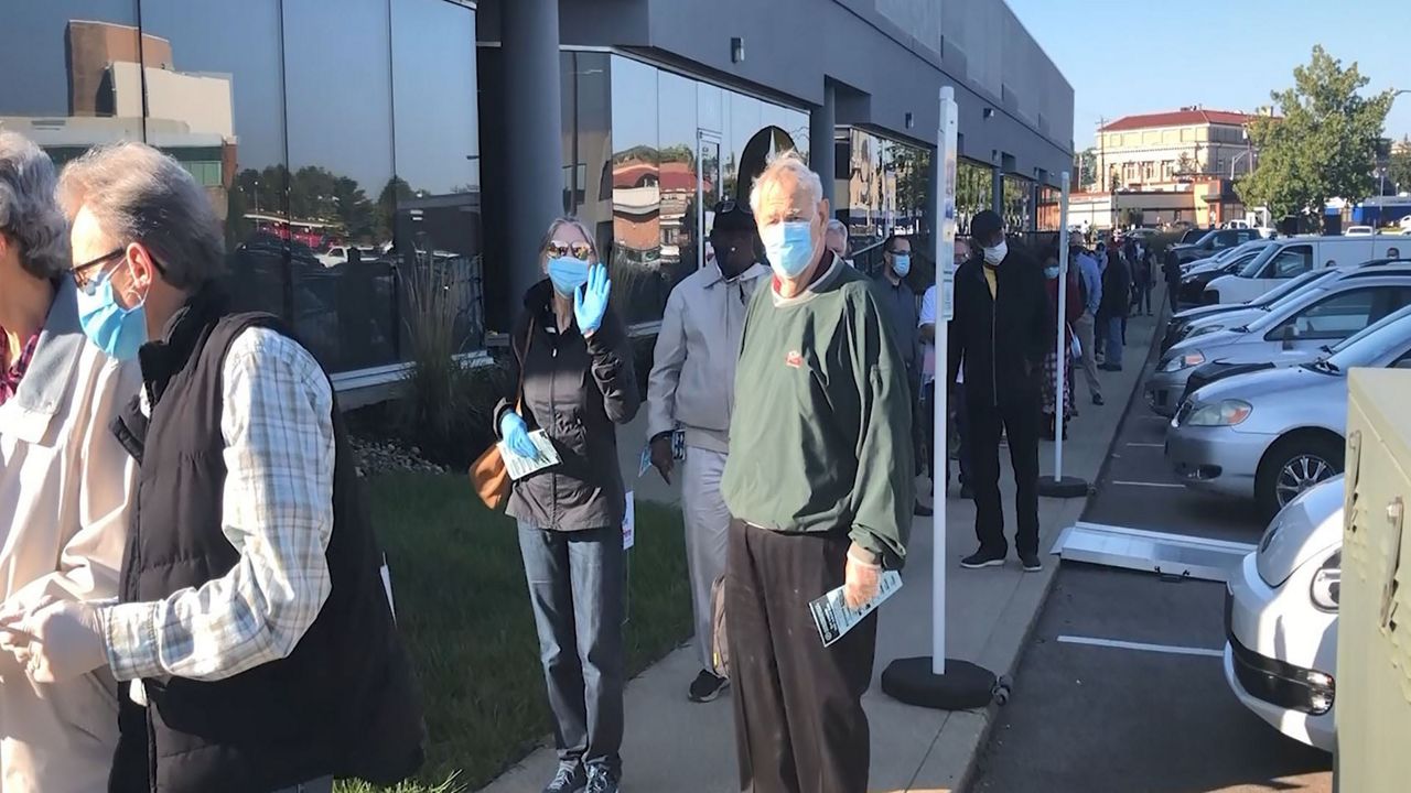 The line of voters on Tuesday outside Hamilton County Board of Elections