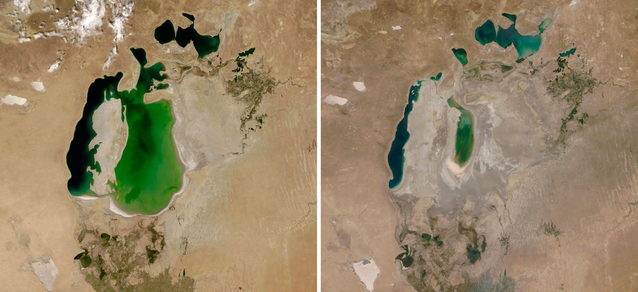 Incredible shrinking lakes: Humans, climate change, diversion