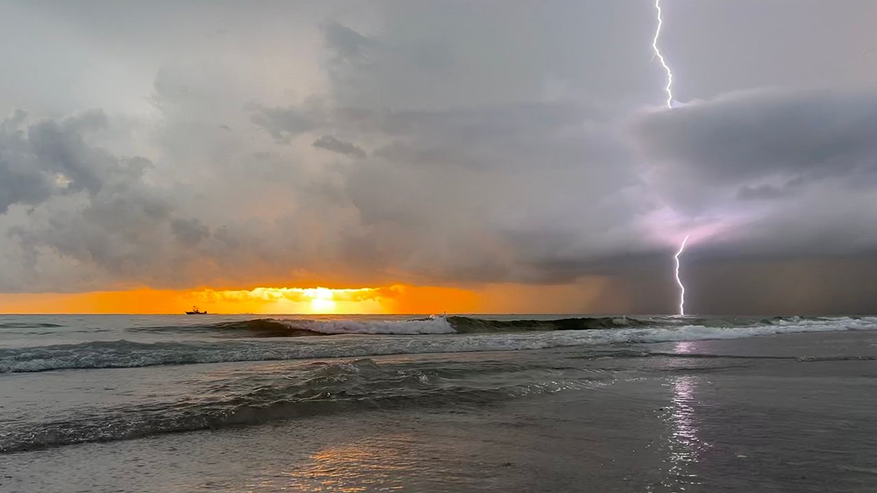 Thunderstorm over Tampa Bay at sunset!