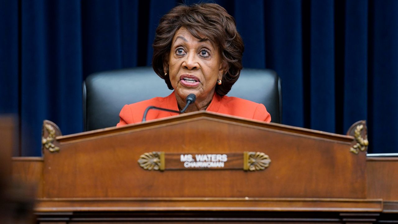 Committee Chairman Rep. Maxine Waters, D-Calif., speaks during a House Committee on Financial Services hearing, Wednesday, April 6, 2022, on Capitol Hill in Washington. (AP Photo/Evan Vucci)