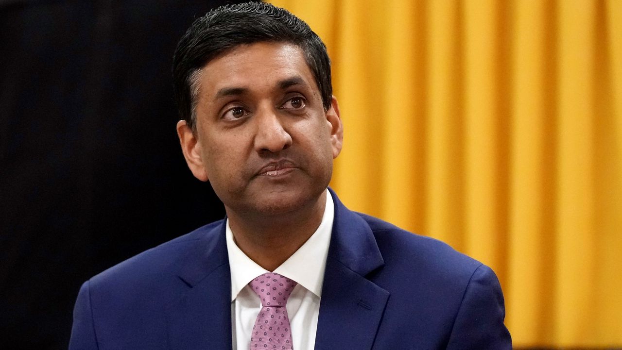 U.S. Rep. Ro Khanna, D-Ca., waits to address a group, Thursday, Feb. 22, 2024, in Dearborn, Mich. (AP Photo/Carlos Osorio, file)