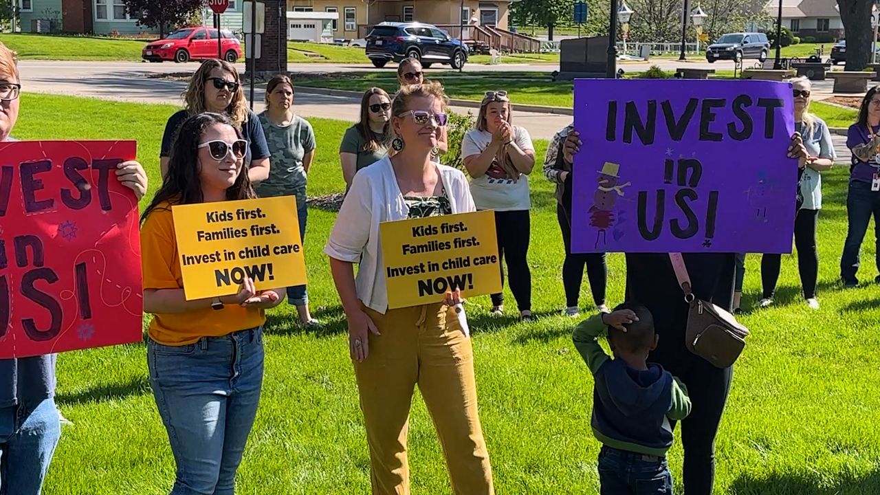 Providers and parents attend Day Without Child Care event held in Waunakee, Wis. (Spectrum News 1/Mandy Hague)