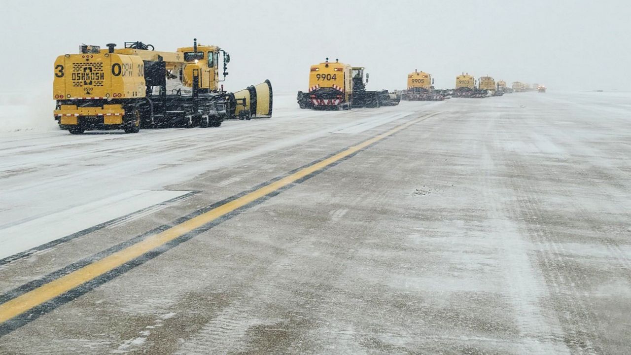 A Dallas/Fort Worth International Airport runway is being cleared on Thursday Feb. 3. (DFW Airport)