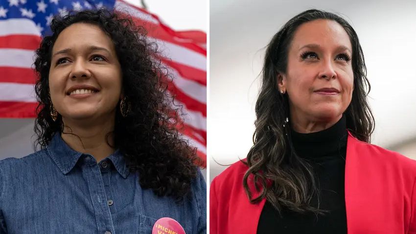 Democratic challenger Michelle Vallejo, left, and Republican U.S. Rep. Monica De La Cruz, R-Edinburg. (The Texas Tribune)