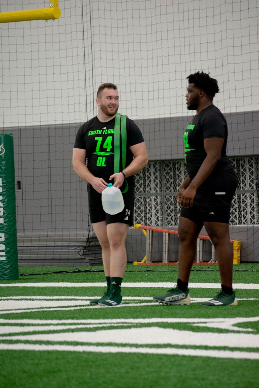 Former USF football players perform in front of NFL scouts during