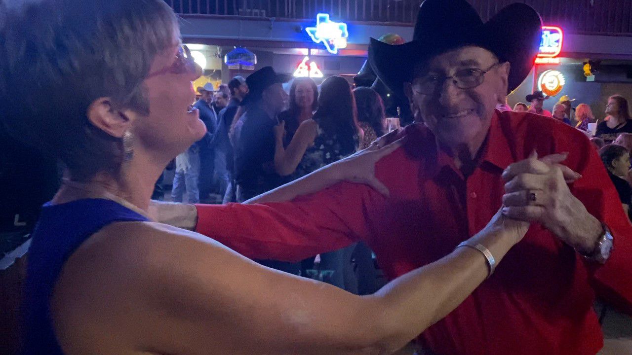Every Sunday for the past several decades, Morris spends the night two-stepping at dance halls like the Cotton Country Club in Granger. (Spectrum News 1/Dylan Scott)