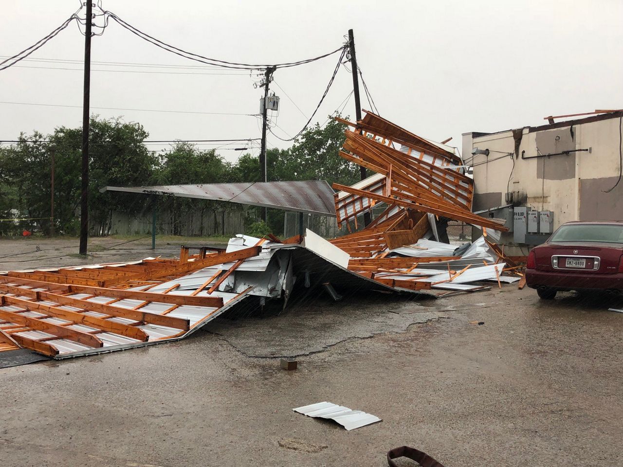 Roof blown off at 5801 Westminster Dr. 